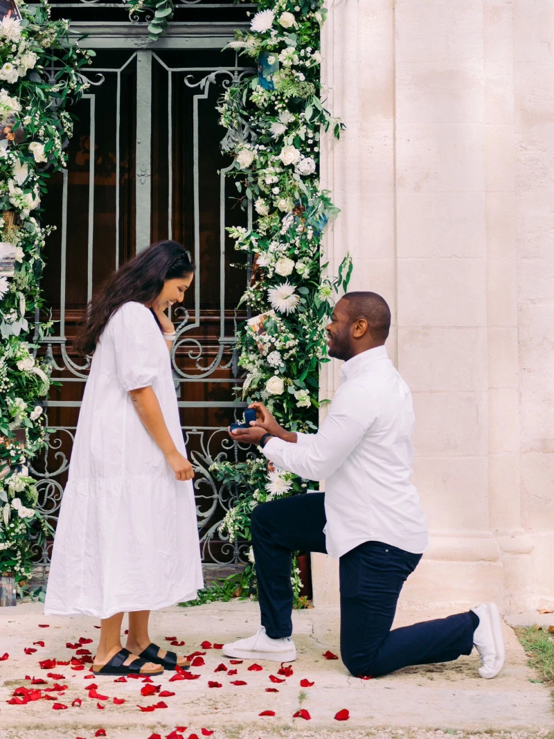 Couple celebrating engagement